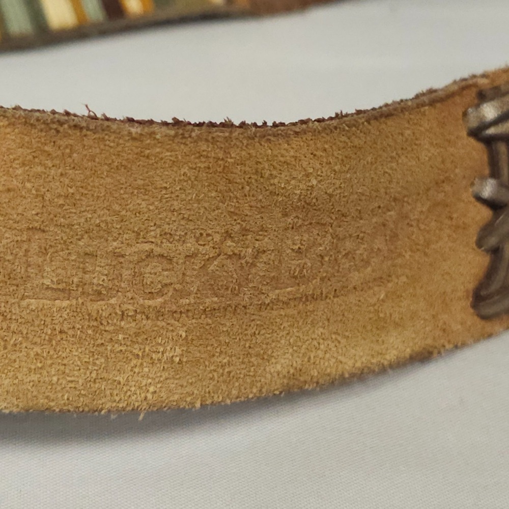 Vintage Lucky Brand Leather Belt Women 30 Inch Length Leather Corduroy Patchwork - Picture 10 of 15